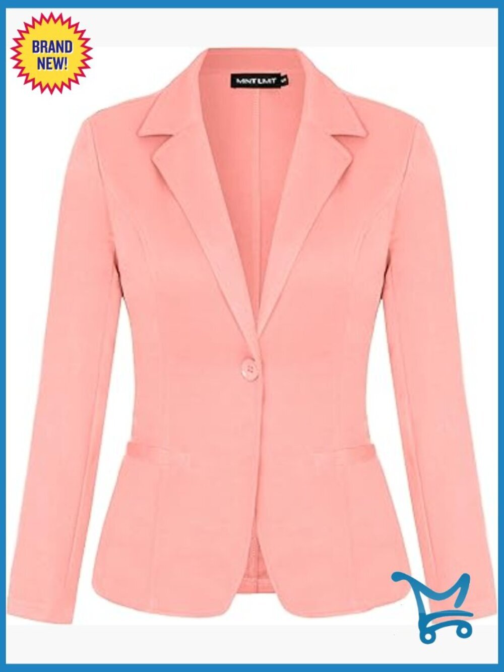 Long Sleeve Button Blazer Notch Lapel Slim Fit Work Office Jacket